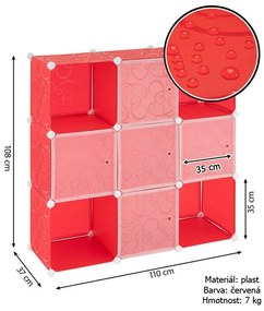 Raft economic din plastic culisant - 108 x 110 x 37 cm, roșu