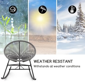Roqueta, scaun balansoar, design retro, 4mm panglică, gri