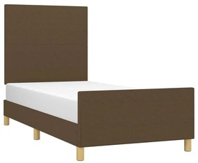 Cadru de pat cu tablie, maro inchis, 80x200 cm, textil Maro inchis, 80 x 200 cm, Design simplu