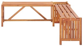 46345 vidaXL Bancă de grădină de colț cu jardinieră, 117x117x40 cm, acacia