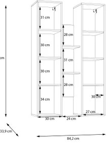 Poliță de perete INAR, stejar/negru