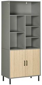 Dulap de Depozitare Independent, Biblioteca cu 6 Rafturi Deschise, pentru Camera de Zi, Birou, Dormitor, Gri HOMCOM | Aosom Romania