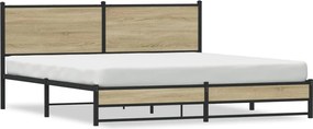 vidaXL Cadru de pat metalic fără saltea, stejar sonoma, 180x200 cm
