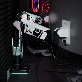 Suport dublu pentru monitoare de 49 de inchi, alb-negru X-Arm Dual RGB