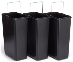 Coș de gunoi argintiu mat pentru reciclare/cu pedală 3x8 l din oțel Tri Selectif – MSV