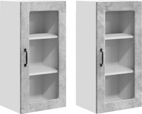 vidaXL Dulap de bucătărie 2 pcs Gri din beton 40 x 31 x 80 cm