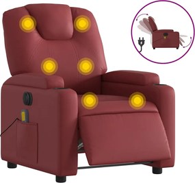 vidaXL Fotoliu de masaj electric rabatabil, roșu vin, piele ecologică