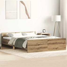 vidaXL Cadru pat fără saltea Stejar Artisan 150x200cm Lemn prelucrat