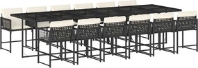 vidaXL Set mobilier de grădină cu perne, 13 piese, negru, poliratan
