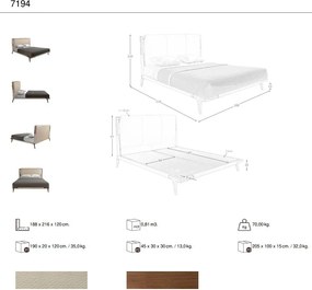 Pat dublu tapitat design LUX din lemn si piele sintetica Mink 180x200cm