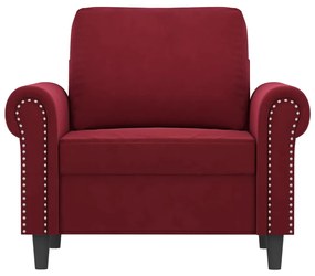 Canapea de o persoana, rosu vin, 60 cm, catifea Bordo, 92 x 77 x 80 cm