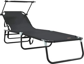 vidaXL Șezlong pliabil Negru 190 x 57 x 81 cm oxford