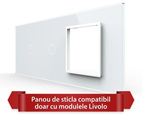 Panou Intrerupator Simplu + Simplu cu Priza LIVOLO din Sticla, Standard Italian – 6/7M