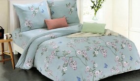 Lenjerie de pat albă cu imprimeu floral
