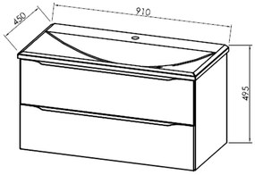 Set mobilier suspendat si lavoar Kolpasan, Tara, 91 cm, craft wood