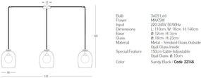 Lustra suspendata design modern Cindra fumuriu