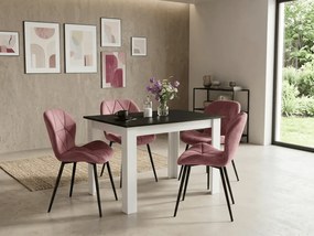 Scaun de masa MANGO VELVET cu picioare negre, roz inchis