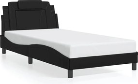 vidaXL Cadru de pat, Viana, fără saltea, negru, 100x203cm, piele ecologică