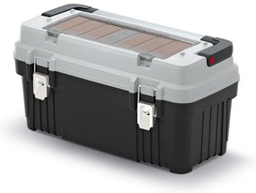 Cutie pentru scule cu mâner metalic și încuietori 58,6 x 29,6 x 30,5 cm, cutii, gri