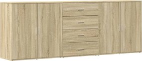 vidaXL Servante, 3 piese, stejar sonoma, lemn prelucrat