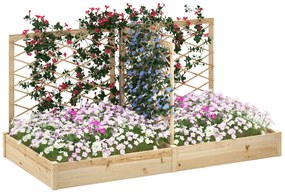 Outsunny Jardiniere cu 3 trelișe modulabile, bazin de flori din lemn pentru balcon terasă patio, 222x114x109 cm efect lemn natural | Aosom Romania