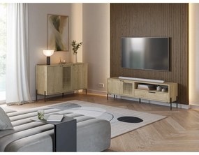 Masă TV în culoare naturală cu aspect de lemn de stejar 160x50 cm Inca – Marckeric
