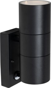 Aplică de exterior neagră cu 2 lumini AR70 cu senzor de mișcare - Duo