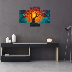 Tablou - Arborele vieții și soarele în mozaic (90x60 cm)