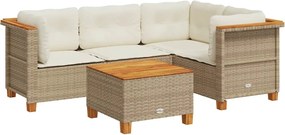 vidaXL Set canapele de grădină cu perne, 5 piese, bej, poliratan