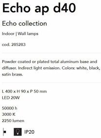 Aplica de perete cu lumina LED ambientala ECHO AP D40 NERO