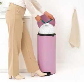 Cos de gunoi cu pedală Brabantia NewIcon 1010443, 30 l, Inchidere lenta, Baza antiderapanta, Roz