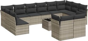 vidaXL Set canapele de grădină cu perne, 13piese gri deschis poliratan