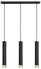 LED Lustră pe cablu TUBA 3xGU10/6,5W/230V neagră/aurie