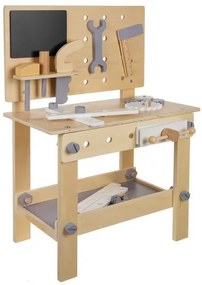Banc de lucru din lemn cu unelte pentru copii