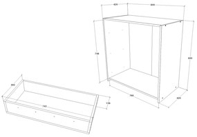 Comoda haaus Malmo, 3 Sertare, Stejar Artisan/Argila, 80 x 42 x 80 cm