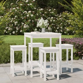 3154731 vidaXL Set mobilier de bar pentru grădină, 5 piese,alb, lemn masiv pin