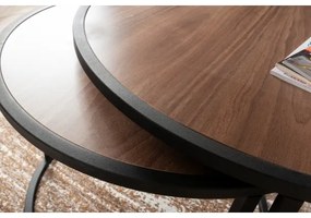 SET 2x măsuță laterală TAMBUR neagră/maro