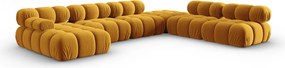 Coltar panoramic dreapta 7 locuri design modular, Bellis, Micadoni Home, BL, 376x282x70 cm, catifea, galben