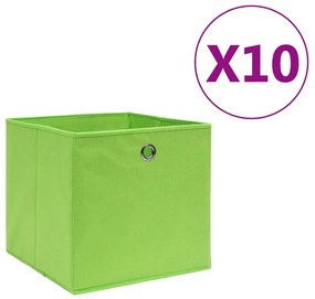 vidaXL Cutii depozitare, 10 buc., verde, 28x28x28 cm, material nețesut