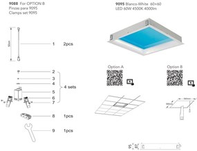 Panou incastrabil LED efect vizual luminator cer albastru BLUE SKY 60x60cm
