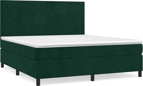 vidaXL Pat box spring cu saltea, verde închis, 180x200 cm, catifea