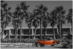 Tablou - Mașină roșie, retro (90x60 cm)