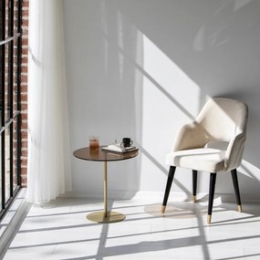 Masuta Auxiliara, Sticla Temperata / Metal, Chill-Out, Auriu / Bronz