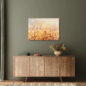 Tablou pe sticlă - Frunze în culori de toamnă, pictură în ulei (70x50 cm)