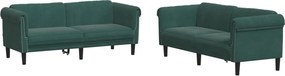 vidaXL Set canapele, 2 piese, verde închis, catifea