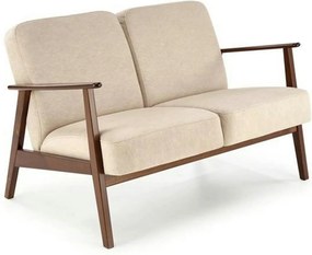 Canapea MILANO 2S, bej - Castel 15, stofa catifelata/lemn, 120x77x77 c