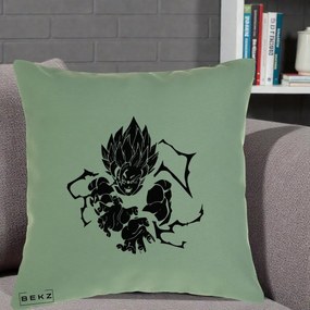Perna Personalizata Dragon Ball Goku Super Saiyan Silueta, 40x40 cm, Verde, Husa Detasabila, Perna Inclusa, BEKZ®