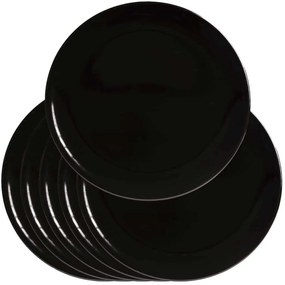Set 6 farfurii intinse culoare neagra, 26 cm