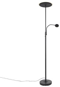 Lampa de podea moderna neagra cu LED reglabil cu brat de citit - Strela