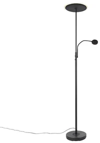 Lampa de podea moderna neagra cu LED reglabil cu brat de citit - Strela